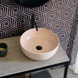 Νιπτήρας ελευθέρας τοποθέτησης 39x39x14 από πορσελάνη χωρίς οπή  χωρίς υπερχείλιση antique pink, χρώμα: Ροζ επιφάνεια: Ματ Ελευθέρας τοποθέτησης