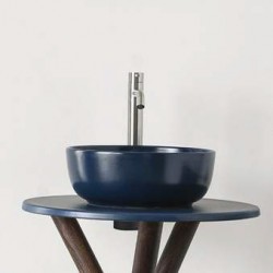 Νιπτήρας ελευθέρας τοποθέτησης 39x39x14 από πορσελάνη χωρίς οπή  χωρίς υπερχείλιση ocean, χρώμα: Μπλε επιφάνεια: Ματ Ελευθέρας τοποθέτησης