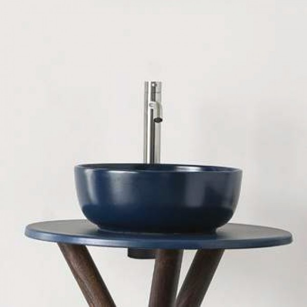 Νιπτήρας ελευθέρας τοποθέτησης 39x39x14 από πορσελάνη χωρίς οπή  χωρίς υπερχείλιση ocean, χρώμα: Μπλε επιφάνεια: Ματ Ελευθέρας τοποθέτησης