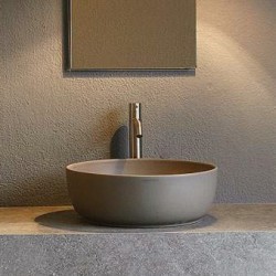 Νιπτήρας ελευθέρας τοποθέτησης 39x39x14 από πορσελάνη χωρίς οπή  χωρίς υπερχείλιση sand, χρώμα: Γκρι/Μπεζ επιφάνεια: Ματ Ελευθέρας τοποθέτησης