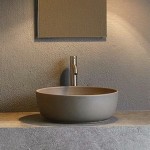 Νιπτήρας ελευθέρας τοποθέτησης 39x39x14 από πορσελάνη χωρίς οπή  χωρίς υπερχείλιση sand, χρώμα: Γκρι/Μπεζ επιφάνεια: Ματ Ελευθέρας τοποθέτησης