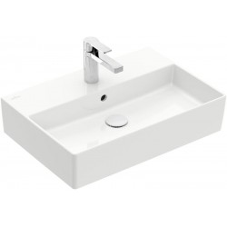Νιπτήρας επίτοιχος 60x42x13,5 white alpin, με υπερχείλιση με 1 γούρνα με οπή στη μέση χωρίς κολώνα από πορσελάνη, χρώμα: Λευκό επιφάνεια: Γυαλιστερή