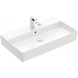 Washbasin Wall-mounted 80x47x14 white alpin no pedestal With 1 bowl With hole in the middle material: Porcelain, color: White surface: Glossy Wall-mounted