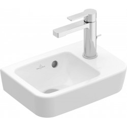 Νιπτήρας επίτοιχος 36x25x10 με υπερχείλιση, white alpin με 1 γούρνα με οπή δεξιά χωρίς κολώνα από πορσελάνη, χρώμα: Λευκό επιφάνεια: Γυαλιστερή Επίτοιχοι