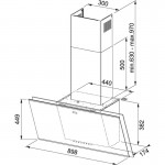 Απορροφητήρας καμινάδα επίτοιχη 90cm 270 W, χρώμα: Μαύρο Καμινάδες επίτοιχες