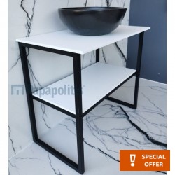 Furniture base without washbasin 80x45x70 material: Metal countertop, color: White/Black Cabinets without wash basin