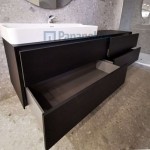 Bathroom furniture set with washbasin 200x50,5x54 material: Wood composite wall mounted smoked oak, color: Wenge Bathroom furniture sets