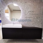 Bathroom furniture set with washbasin 200x50,5x54 material: Wood composite wall mounted smoked oak, color: Wenge Bathroom furniture sets