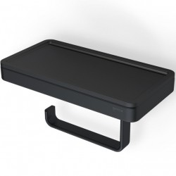 Paper holder with shelf material: Brass, color: Black surface: Matt Toilet paper holders