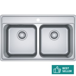 Νεροχύτης ανοξείδωτος 79x48 από inox επιφάνεια: Λεία ματ χωρίς πάγκο ένθετος 2 γούρνες με οπή, χρώμα: Χρωμέ Ανοξείδωτοι