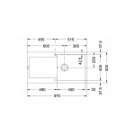 Νεροχύτης συνθετικός 97x50 με πάγκο αριστερά / με πάγκο δεξιά ένθετος 1 γούρνα αντιστρεφόμενος, stone grey, χρώμα: Γκρι Συνθετικοί