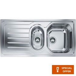 Νεροχύτης ανοξείδωτος 100x50 από inox επιφάνεια: Λεία ματ με πάγκο αριστερά / με πάγκο δεξιά ένθετος 1 ½ γούρνα αντιστρεφόμενος, χρώμα: Χρωμέ Ανοξείδωτοι