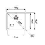 Sink Stainless (Steel) 45x41 material: Inox surface: Matt free Flushmount / Undermount 1 bowl, color: Chrome Stainless steel