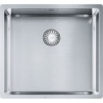 Νεροχύτης ανοξείδωτος 45x41 από inox επιφάνεια: Λεία ματ χωρίς πάγκο ένθετος με συνεπίπεδο προφίλ (Flushmount) / υποκαθήμενος, 1 γούρνα (49x45cm), χρώμα: Χρωμέ Ανοξείδωτοι