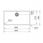 Sink Stainless (Steel) 80x41 material: Inox surface: Matt free Slim top / Flushmount / Undermount 1 bowl, color: Chrome Stainless steel