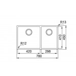 Sink Stainless (Steel) 71,8x41 material: Inox surface: Matt free Flushmount / Undermount 2 cabinet (78x45), color: Chrome Stainless steel