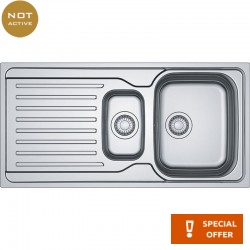 Νεροχύτης ανοξείδωτος 100x50 από inox επιφάνεια: Σαγρέ - Ανάγλυφη με πάγκο αριστερά / με πάγκο δεξιά ένθετος 1 ½ γούρνα αντιστρεφόμενος, χρώμα: Χρωμέ