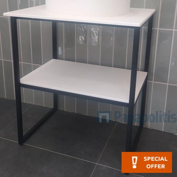 Βάση επίπλου χωρίς νιπτήρα 60x45x70 από μέταλλο με πάγκους slod surface επιδαπέδιου τύπου, χρώμα: Μαύρο Βάσεις επίπλου χωρίς νιπτήρα Βάση επίπλου χωρίς νιπτήρα 60x45x70 από μέταλλο με πάγκους slod surface επιδαπέδιου τύπου, χρώμα: Μαύρο Βάσεις επίπλου χωρίς νιπτήρα
