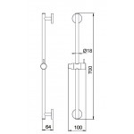 Βέργα ντους 70cm από ορείχαλκο inox finish απλή, χρώμα: Χρωμέ επιφάνεια: Βουρτσισμένη Βέργες ντους