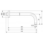 Βραχίονας 40cm silk black επίτοιχος τύπος από ορείχαλκο, χρώμα: Μαύρο επιφάνεια: Ματ Βραχίονες κεφαλής ντους