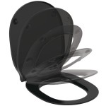 Toilet-seat soft closing, style: Wrapover silk black, color: Black Toilet seats & covers