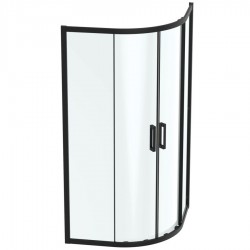 Καμπίνα ντουζιέρας ημικυκλική 100x100x195,5 6mm συρόμενη silk black επιφάνεια: Ματ, χρώμα: Μαύρο