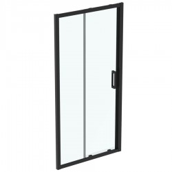 Καμπίνα ντουζιέρας ευθύγραμμη 100x195,5 6mm συρόμενη silk black επιφάνεια: Ματ, χρώμα: Μαύρο Ευθύγραμμες