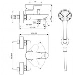 Μπαταρία μπανιέρας επίτοιχη από ορείχαλκο με τηλέφωνο, σπιράλ, στήριγμα silk black αναμεικτική, χρώμα: Μαύρο επιφάνεια: Ματ Επίτοιχες