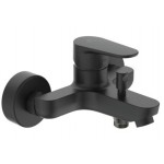 Μπαταρία μπανιέρας επίτοιχη από ορείχαλκο κορμός (χωρίς τηλέφωνο, σπιράλ, στήριγμα), silk black αναμεικτική, χρώμα: Μαύρο επιφάνεια: Ματ Επίτοιχες