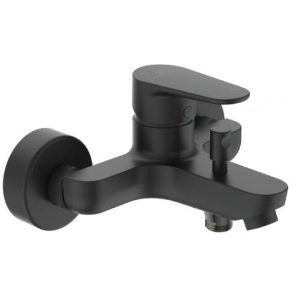 Μπαταρία μπανιέρας επίτοιχη από ορείχαλκο κορμός (χωρίς τηλέφωνο, σπιράλ, στήριγμα), silk black αναμεικτική, χρώμα: Μαύρο επιφάνεια: Ματ Επίτοιχες