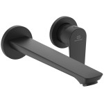 Μπαταρία νιπτήρος εντοιχιζόμενη - εξωτερικό μέρος 2 οπών αναμεικτική χωρίς βαλβίδα, χρώμα: Μαύρο silk black, 22,4cm από ορείχαλκο επιφάνεια: Ματ Εντοιχιζόμενες εξωτερικό μέρος