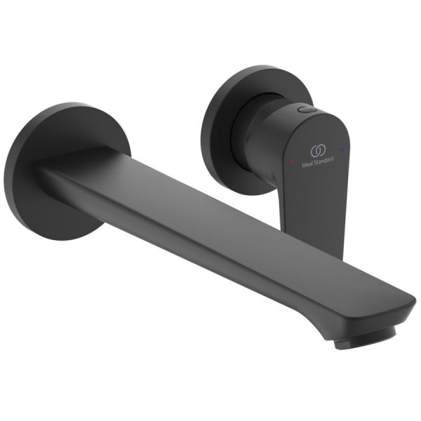 Μπαταρία νιπτήρος εντοιχιζόμενη - εξωτερικό μέρος 2 οπών αναμεικτική χωρίς βαλβίδα, χρώμα: Μαύρο silk black, 22,4cm από ορείχαλκο επιφάνεια: Ματ Εντοιχιζόμενες εξωτερικό μέρος