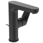 Μπαταρία νιπτήρος επικαθήμενη αναμεικτική από ορείχαλκο με βαλβίδα pop-up  υψηλή silk black, χρώμα: Μαύρο επιφάνεια: Ματ Επικαθήμενες