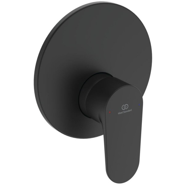 Shower tap Wall-mounted concealed - complete set 1 way material: Brass mixer With plate without hand shower, hose and holder, color: Black surface: Matt Wall-mounted - external part Shower tap Wall-mounted concealed - complete set 1 way material: Brass mixer With plate without hand shower, hose and holder, color: Black surface: Matt Wall-mounted - external part