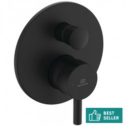 Μπαταρία ντουζιέρας εντοιχιζόμενη 2 εξόδων αναμεικτική από ορείχαλκο με πλακέτα silk black, κομπλέ, χρώμα: Μαύρο επιφάνεια: Ματ Εντοιχιζόμενες εξωτερικό μέρος