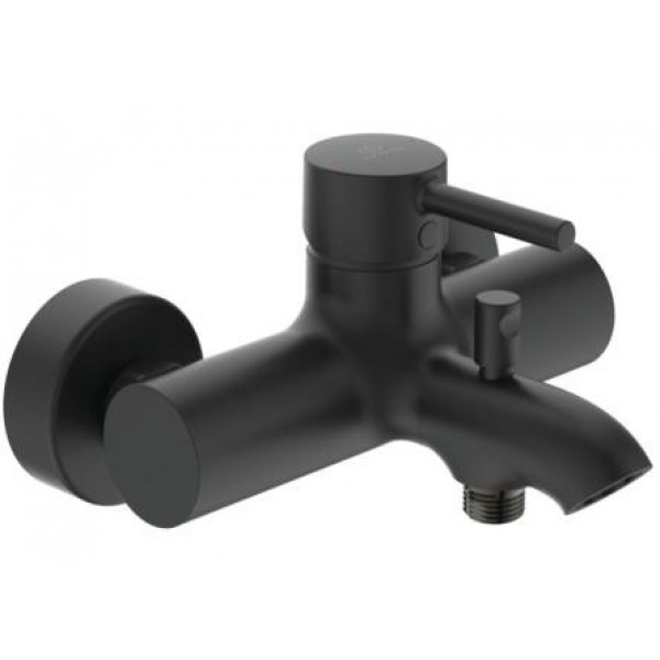 Bathtub tap Wall-mounted exposed material: Brass without hand shower, hose and holder silk black mixer, color: Black surface: Matt Bathtub tap Wall-mounted exposed material: Brass without hand shower, hose and holder silk black mixer, color: Black surface: Matt