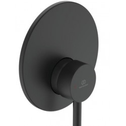 Shower tap Wall-mounted concealed - complete set 1 way material: Brass mixer With plate without hand shower, hose and holder silk black, color: Black surface: Matt Wall-mounted - external part