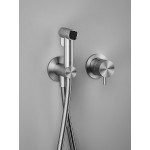 Bidet system external part Mixing material: Inox, color: Chrome surface: Brushed Wall-mounted bidet hand shower systems Bidet system external part Mixing material: Inox, color: Chrome surface: Brushed Wall-mounted bidet hand shower systems