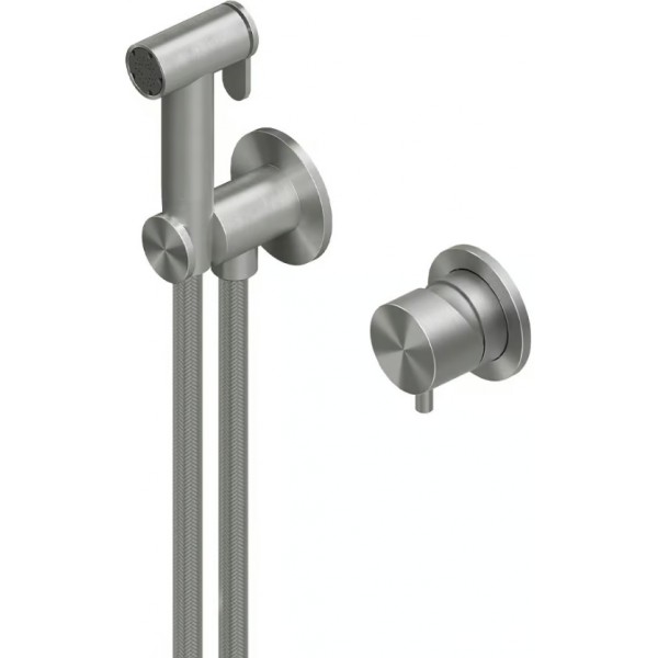 Bidet system external part Mixing material: Inox, color: Chrome surface: Brushed Wall-mounted bidet hand shower systems Bidet system external part Mixing material: Inox, color: Chrome surface: Brushed Wall-mounted bidet hand shower systems