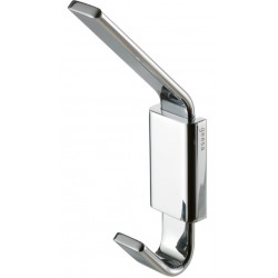 Hook double Flat wall mounted material: Brass, color: Chrome surface: Glossy Hooks