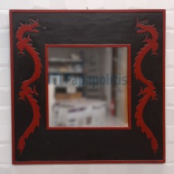 Καθρέπτης, σχήμα: Τετράγωνο 60x60 από ξύλο, χρώμα: Μαύρο Καθρέπτες μπάνιου