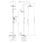 Bathtub tap with showerpipe and overhead shower Wall-mounted material: Brass thermostatic, color: Chrome surface: Glossy Wall-mounted exposed with showerpipe and overhead shower Bathtub tap with showerpipe and overhead shower Wall-mounted material: Brass thermostatic, color: Chrome surface: Glossy Wall-mounted exposed with showerpipe and overhead shower