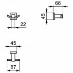 Hook double Flat wall mounted material: Brass, color: Chrome surface: Glossy Hooks