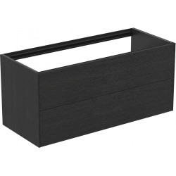 Βάση επίπλου χωρίς νιπτήρα 120x50,5x55 από ξύλο συνθετικό smoked oak επίτοιχου τύπου, χρώμα: Μαύρο Βάσεις επίπλου χωρίς νιπτήρα