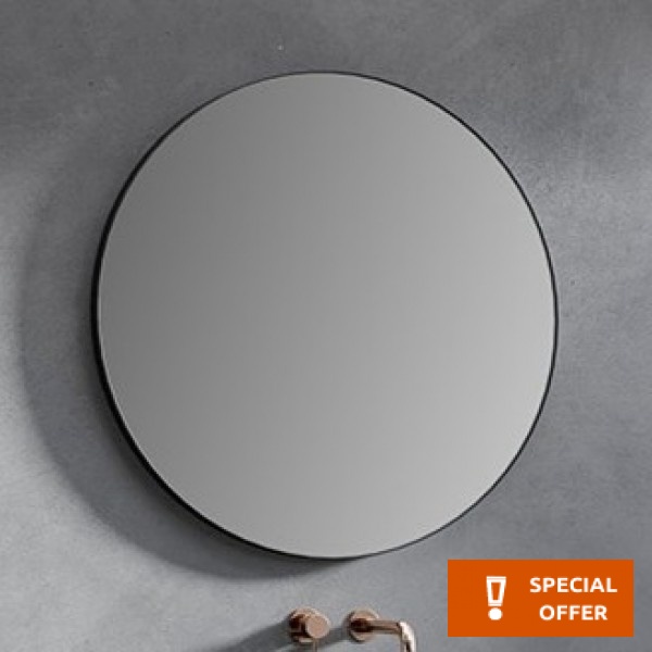 Bathroom mirror, shape: Round 60x60x4 material: Crystal, color: Black Mirrors