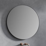 Καθρέπτης, σχήμα: Στρογγυλό 60x60x4 από κρύσταλλο με περιμετρικό μεταλλικό πλαίσιο, χρώμα: Μαύρο Καθρέπτες μπάνιου