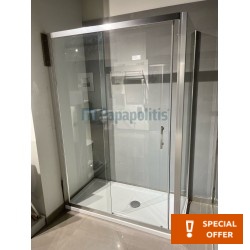 Καμπίνα ντουζιέρας ορθογώνια 140x70x185 5mm συρόμενη επιφάνεια: Γυαλιστερή, χρώμα: Χρωμέ Ορθογώνιες