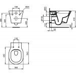 Wall-mounted toilet & toilet seat soft closing, style: Wrapover hidden fixation Rimless Slim 54x36 surface: Matt, color: Black Wall-mounted Wall-mounted toilet & toilet seat soft closing, style: Wrapover hidden fixation Rimless Slim 54x36 surface: Matt, color: Black Wall-mounted