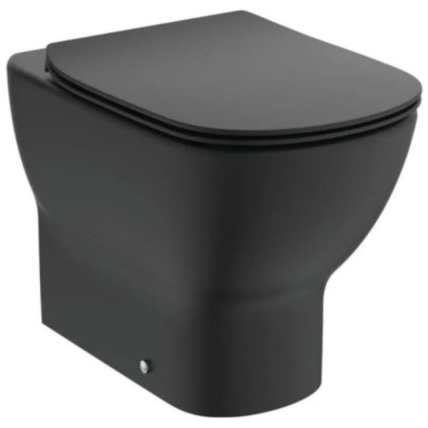 Floor standing toilet & toilet seat soft closing, style: Sandwich Aquablade back to wall horizontal outlet p Slim, silk black 55,5x36,5 surface: Matt, color: Black Floor standing Floor standing toilet & toilet seat soft closing, style: Sandwich Aquablade back to wall horizontal outlet p Slim, silk black 55,5x36,5 surface: Matt, color: Black Floor standing