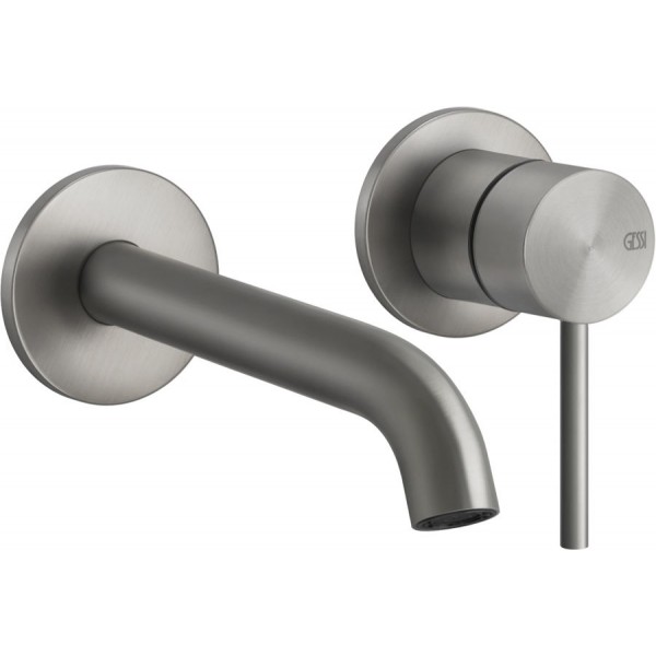 Wash basin tap Wall-mounted - external part 2 holes mixer Without waste, color: Chrome material: Inox surface: Brushed Wall-mounted - external part